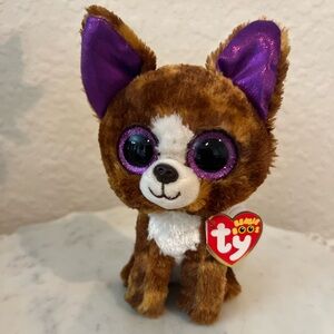 Ty Beanie Boo Brown Plush with Purple Ears